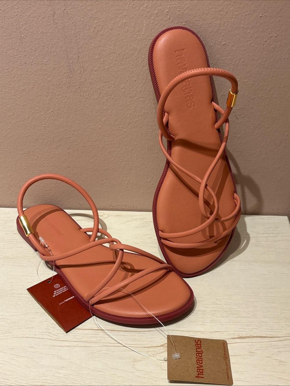 Havaianas Pink Clay Una Manga Eur Sandals Women’s Size 11 42 NEW
